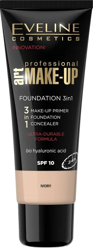 Тональний крем Eveline Cosmetics Art Professional Make Up ультрастійкий 3 в 1 відтінок cлонова кістка 30 мл