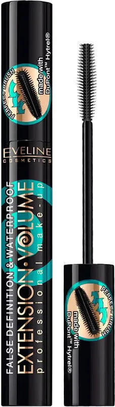 Туш для вій Eveline Extension Volume False Definition & Waterproof Mascara чорна 10 мл