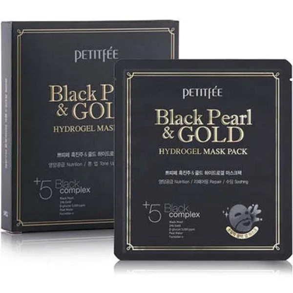 Petitfee&Koelf Black Pearl & Gold Hydrogel Mask - Гідрогелева маска для обличчя з золотом і чорними перлами