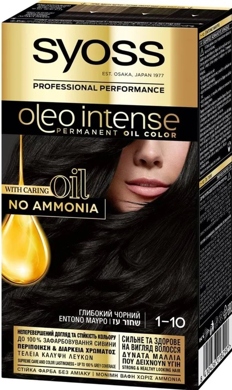 Фарба для волосся SYOSS Oleo Intense 1-10 без аміаку глибокий-чорний