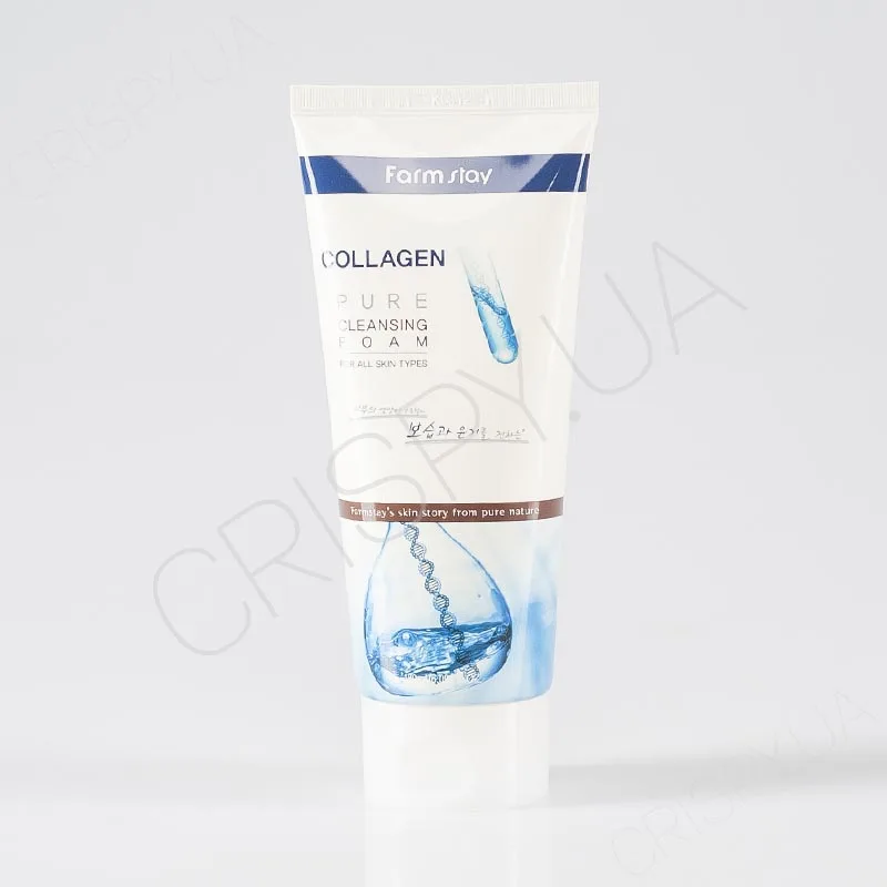 Очищаюча пінка з колагеном для вікової та сухої шкіри обличчя FARMSTAY COLLAGEN PURE CLEANSING FOAM Бренд Фармстей