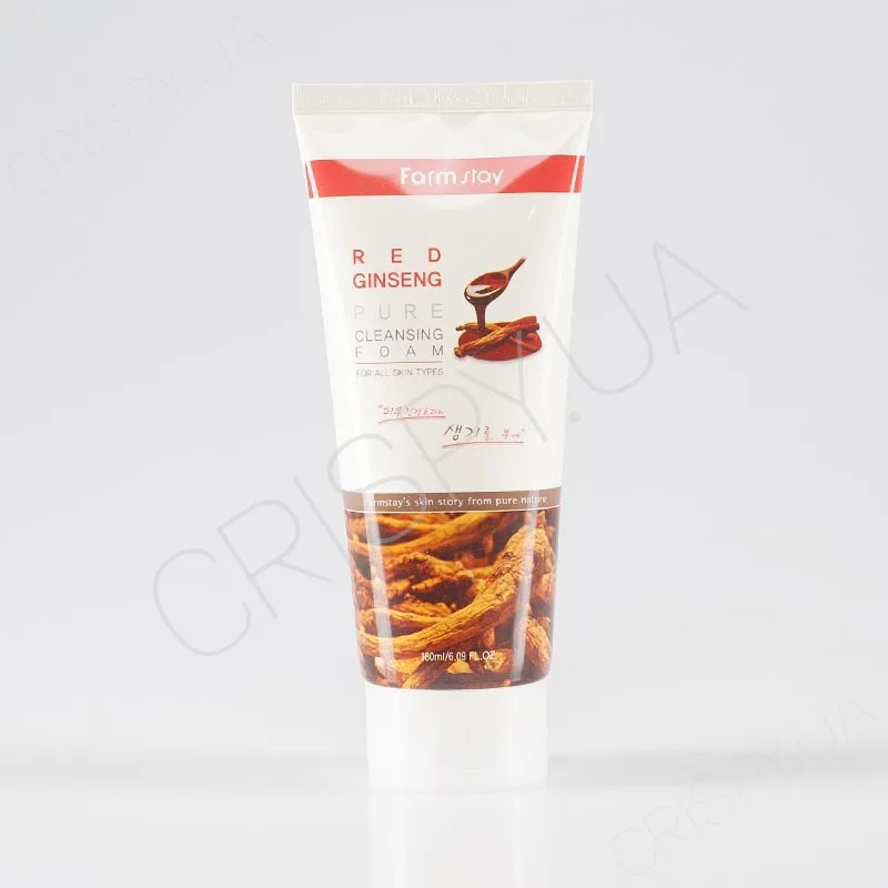 Антивікова пічка, що очищає, з екстрактом червоного женьшеню FARMSTAY RED GINSENG PURE CLEANSING FOAM - Корейський бренд Фармстей