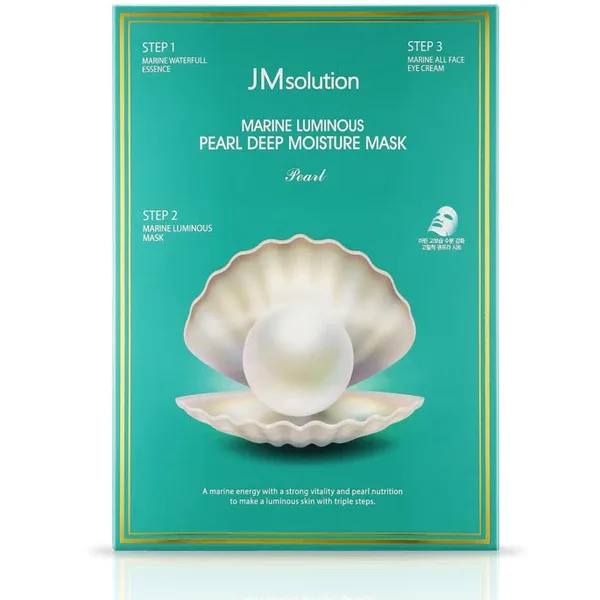 JM solution Marine Luminous Pearl Deep Moisture Mask - Триетапна маска з морським комплексом і екстрактом перлів