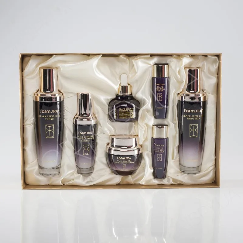Антивікові засоби зі стовбуровими клітинами винограду FARMSTAY GRAPE STEM CELL SKIN CARE 5 set - Тонер, есенція, емульсія, сироватка, крем для обличчя Фармстей
