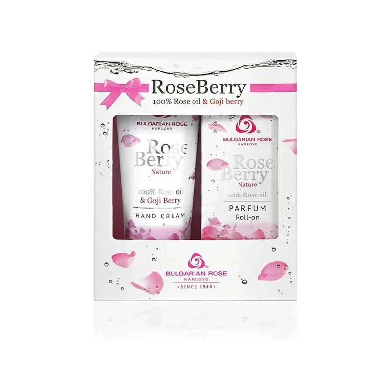 Подарунковий набір Rose Berry Nature від Bulgarian Rose: парфуми рол-он 9 мл і крем для рук 75 мл