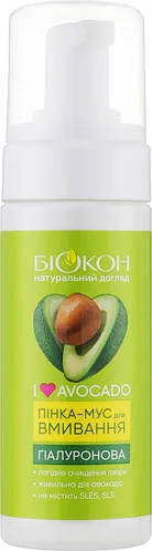 Пінка-мус для вмивання гіалуронова Біокон I Love Avocado 150 мл