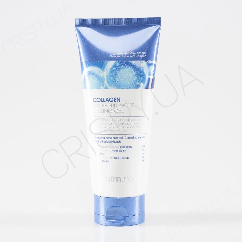 Гель із колагеном для делікатного пілінгу шкіри обличчя FARMSTAY COLLAGEN WATER FULL MOIST PEELING GEL - Корейську косметику Фармстей купити