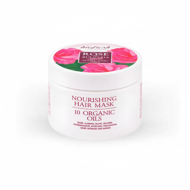 Живильна маска для волосся 10 Organic Oils Rose of Bulgaria від BioFresh 300 мл