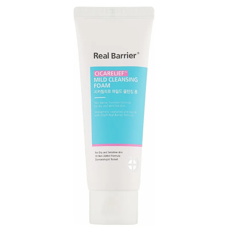 Real Barrier Cica Relief Mild Cleansing Foam 120 мл — Заспокійлива пінка для вмивання з центеллою