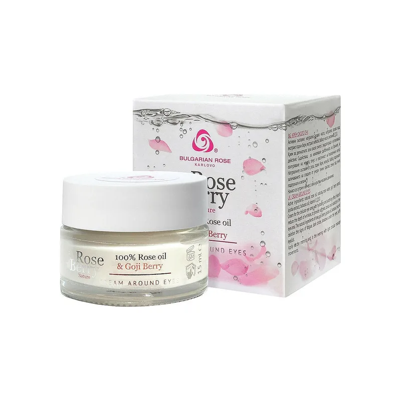 Крем для шкіри навколо очей Rose Berry Nature з трояндовою олією та ягодами годжі від Bulgarian Rose 15 мл