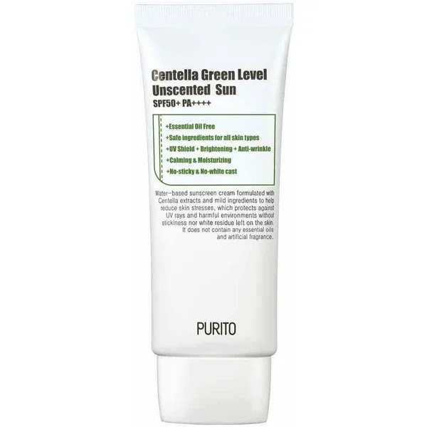 PURITO Centella Green Level Unscented Sun SPF 50+PA++++ - Сонцезахисний крем без ефірних олій
