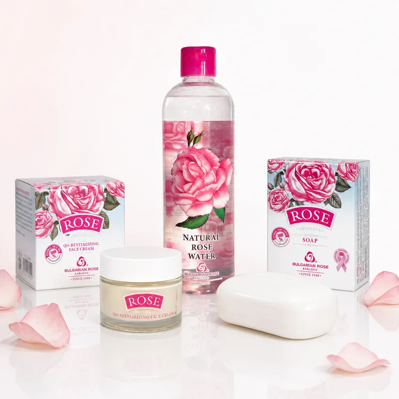Подарунковий набір Rose Original Q10: трояндова вода, крем і мило від Bulgarian Rose