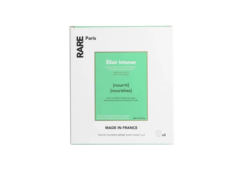 Набір з 5 поживних тканинних масок з гіалуроновою кислотою та скваланом RARE PARIS Elixir Intense Nourishing Face Mask 5 шт *23 мл