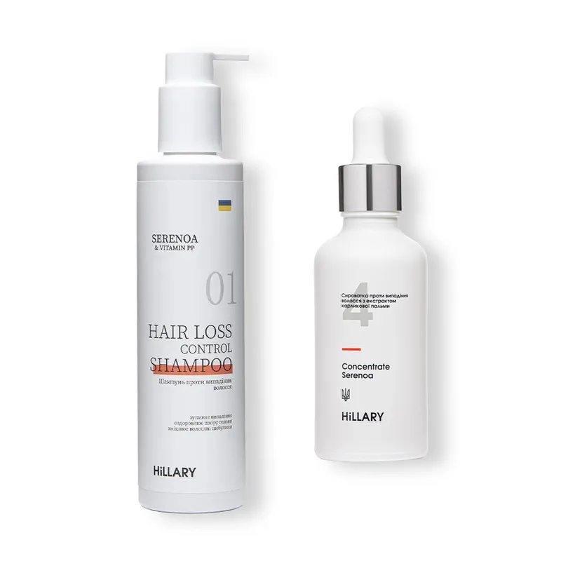 Shampoo + Serum against hair loss Hillary Serenoa & PP Hair Loss Control