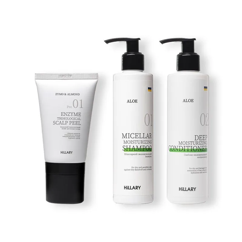 Enzyme peeling for the scalp + Set for dry hair type Hillary Aloe Deep Moisturizing