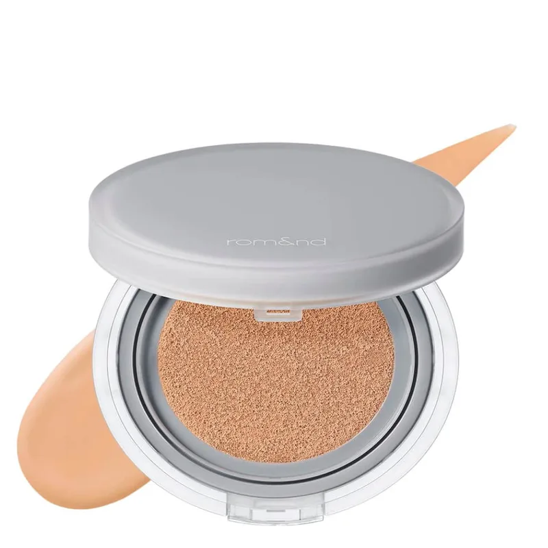 Rom&nd Nu Zero Cushion SPF24 PA++ 05 Sand 25 — Стійкий тональний кушон в теплому бежевому відтінку