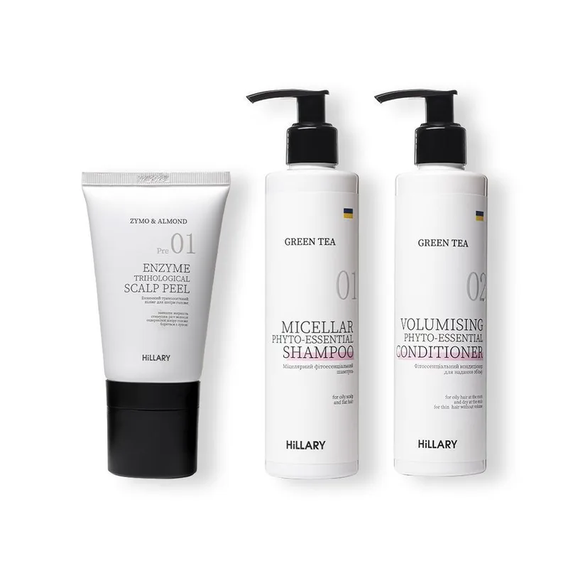 Enzyme peeling for the scalp + Set for oily hair type Hillary Green Tea Phyto-essential