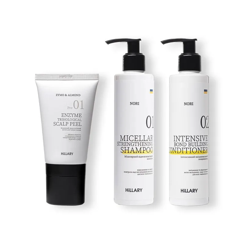 Enzyme peeling for the scalp + Set for all hair types Hillary Intensive Nori Building and Strengthening