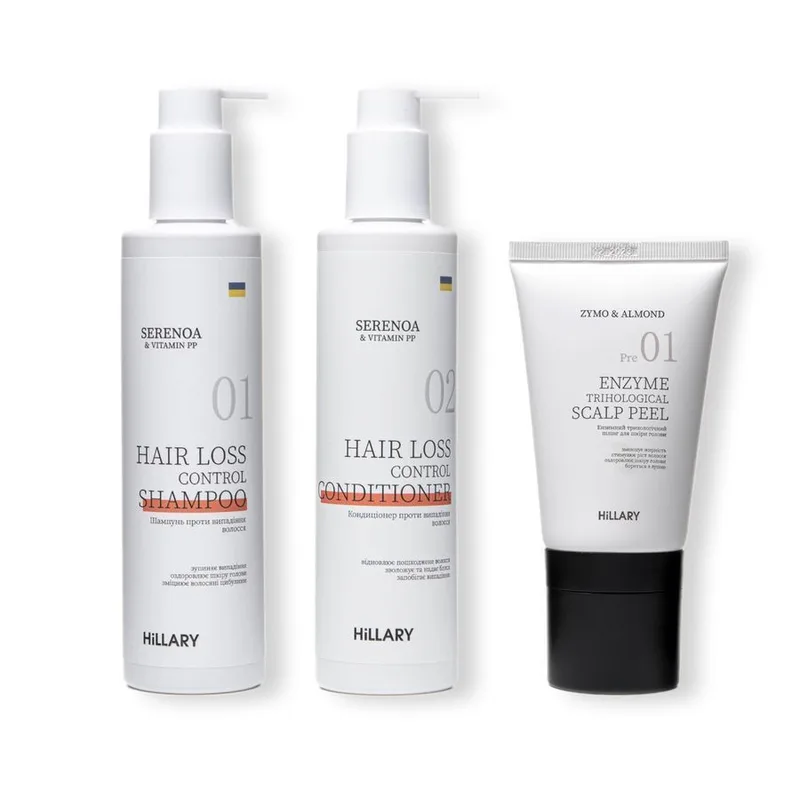 Enzyme peeling for the scalp + Complex against hair loss Hillary Serenoa & PP Hair Loss Control