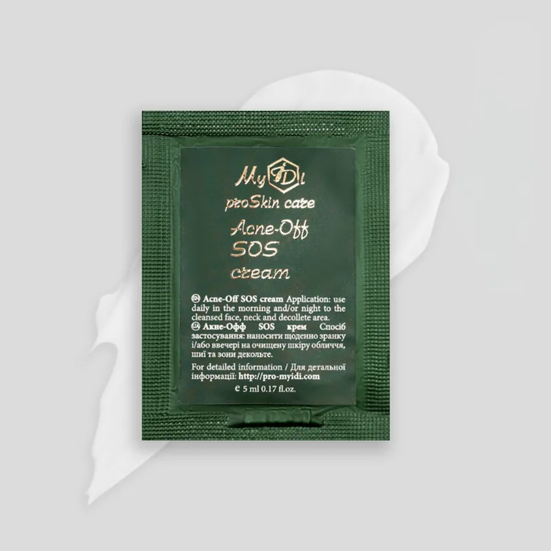 Протизапальний крем для обличчя для проблемної шкіри Acne-Off SOS cream (пробник), 5 мл