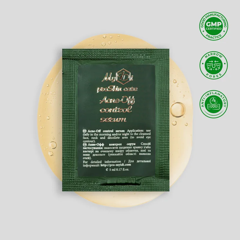 Натуральна сироватка з кислотами для проблемної шкіри Acne-Off control serum (пробник), 5 мл