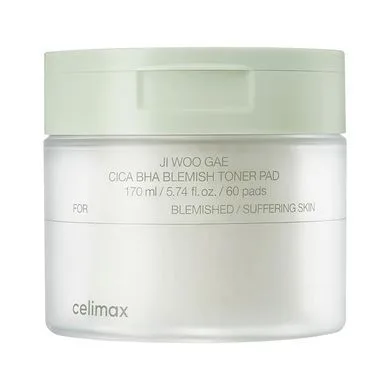 Пілінг-педи з центеллою і кислотами - Celimax Ji Woo Gae Cica BHA Blemish Toner Pad, 60 шт