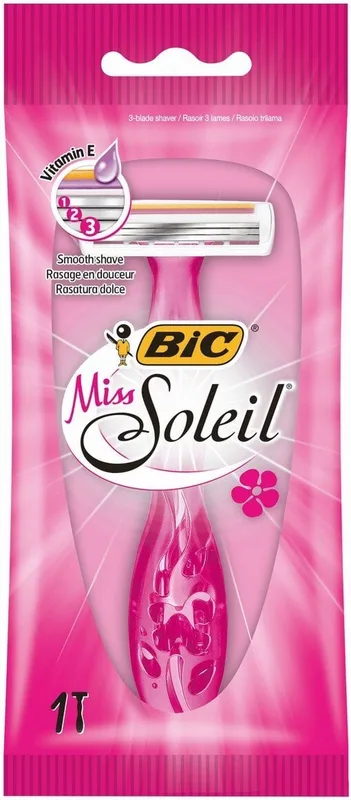 Бритва BIC МІСС СОЛЕЙ жіноча з трьома фіксованими лезами у м'якій упаковці 1 штука