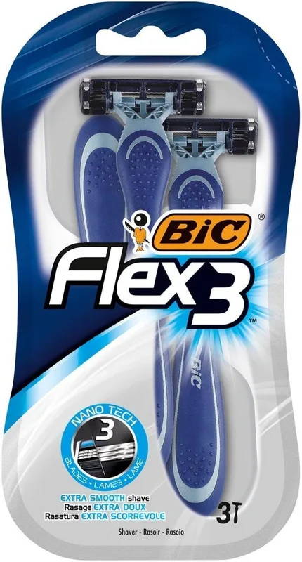 Бритва BIC ФЛЕКС 3 з трьома рухливими лезами у блістері 3 штуки
