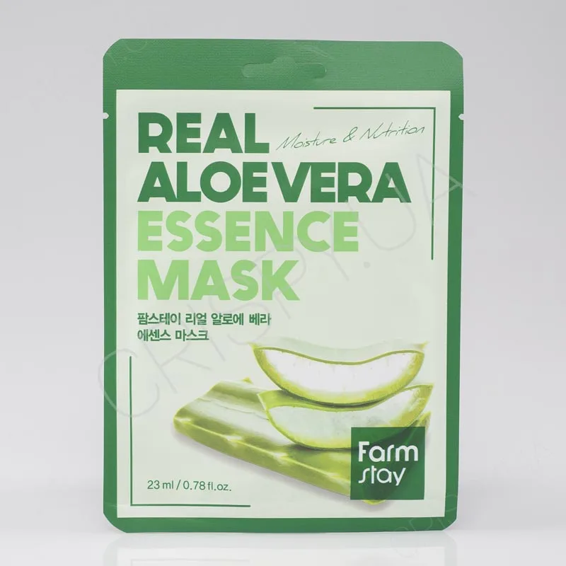 Зволожуюча тканинна маска для обличчя з алое Real Aloe Vera Essence Mask 23 мл (8809715720140) FarmStay (349755037)