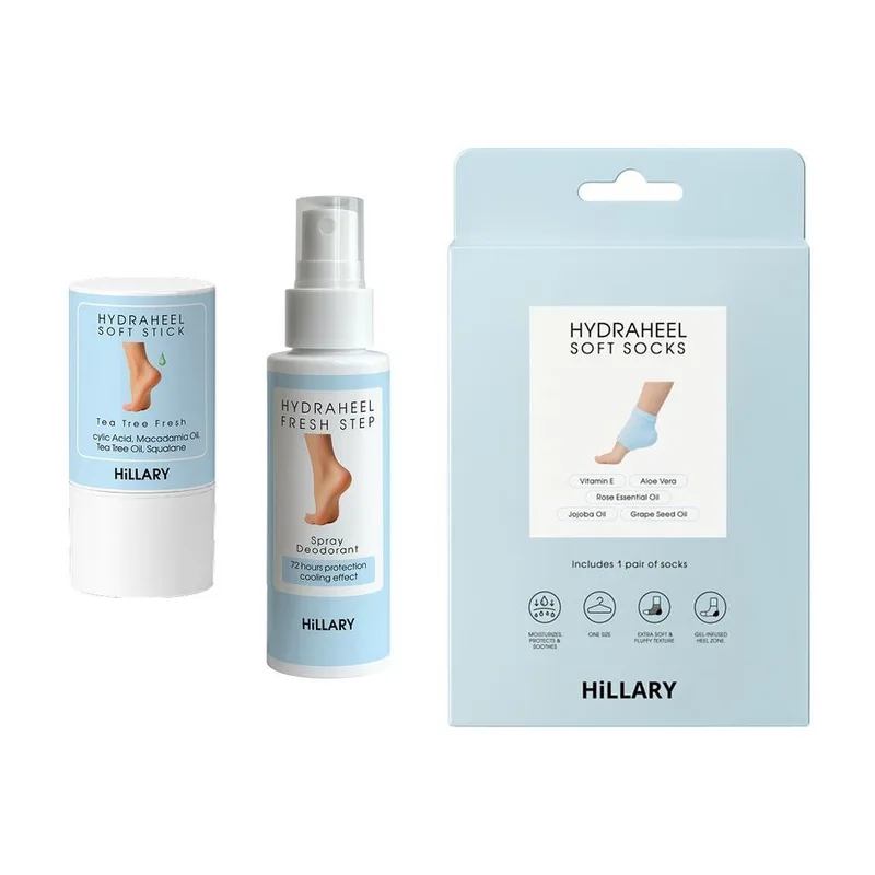 Набір проти тріщин, сухості та запаху стоп Hillary HydraHeel Repair & Odor Control Set