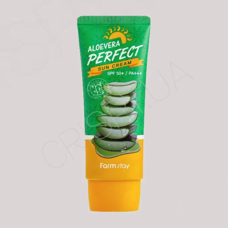Сонцезахисний крем з алое вера для обличчя Фарм Стей ⏩Купити FARMSTAY ALOEVERA PERFECT SUN CREAM