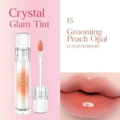 CLIO Crystal Glam Tint – сяючий тінт для губ 15 Grooming Peach Opal