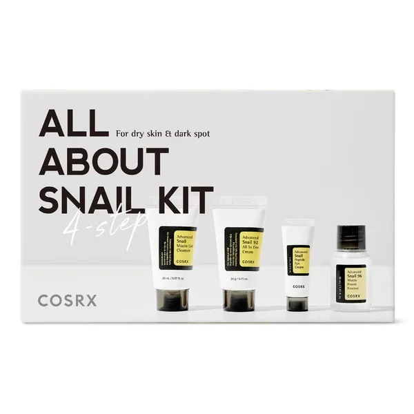 Cosrx All About Snail Kit (4 step) - Набір мініатюр із муцином равлика (гель для вмивання, есенція, крем для повік, крем для обличчя)