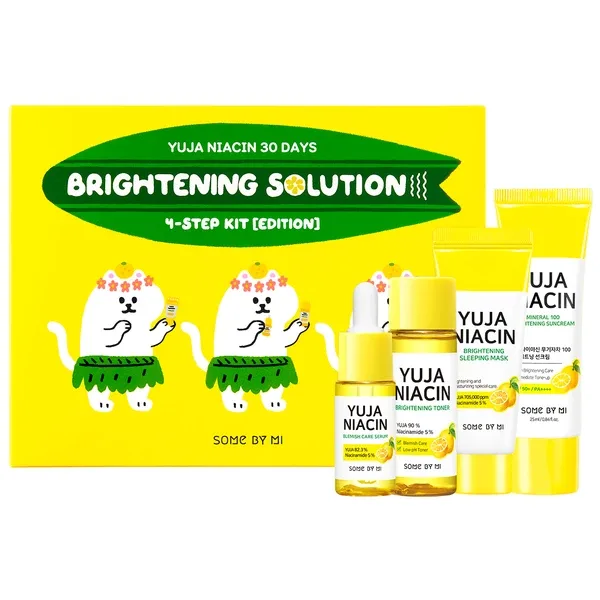 SOME BY MI Yuja Niacin 30 Days Brightening Solution 4 - Step Kit - Набір мініатюр з юдзу (тонер, сироватка, нічна маска, сонцезахисний крем)