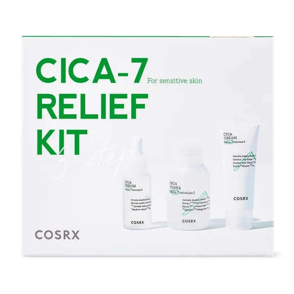 Cosrx CICA-7 Relief Kit (3 step) - Набір мініатюр з центелою (тонер, сироватка, крем)