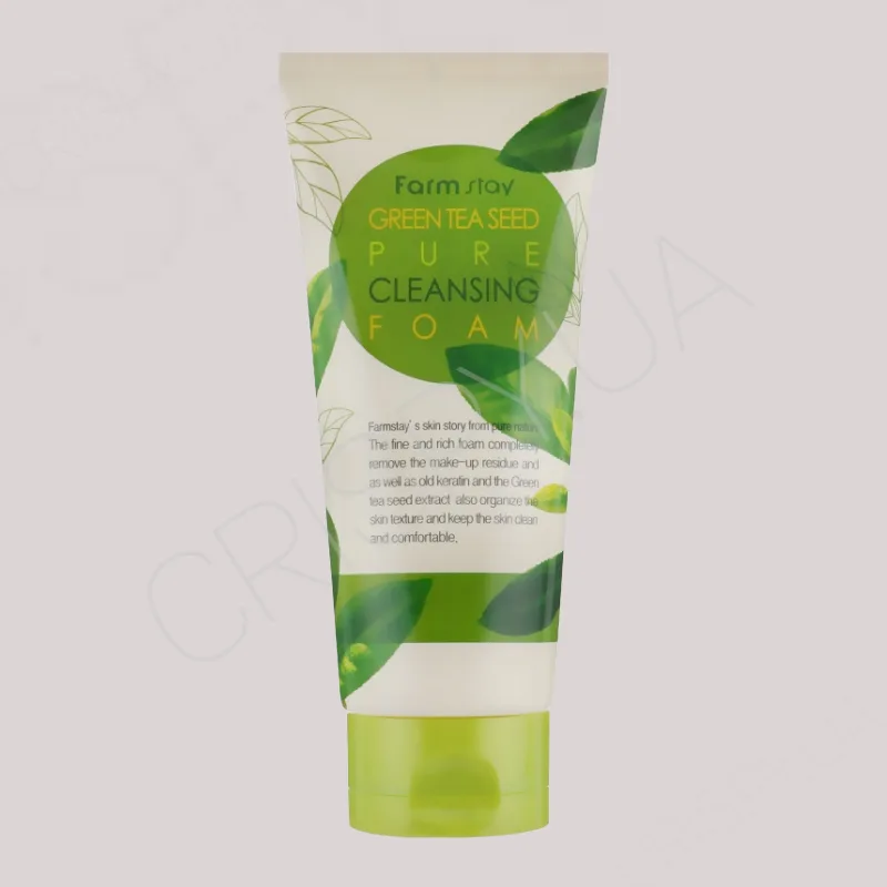 Пінка для вмивання для обличчя з зеленим чаєм FARMSTAY GREEN TEA SEED PURE CLEANSING FOAM - 180 мл