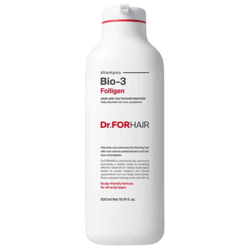Dr.FORHAIR Folligen BIO 3 Shampoo 500 мл — Відновлюючий шампунь проти випадіння зі стовбуровими клітинами