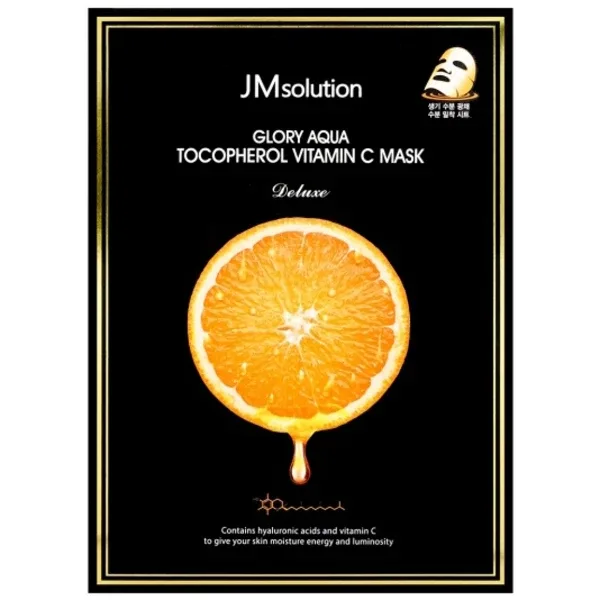 JM solution Glory Aqua Tocopherol Vitamin C Mask Deluxe - Тканинна маска з вітаміном С та пептидами