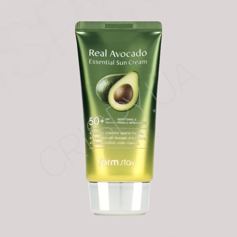 Сонцезахисний крем із авокадо FARMSTAY REAL AVOCADO ESSENTIAL SUN CREAM SPF50+ PA++++ - 70 мл