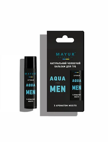 Бальзам для губ натуральний для чоловіків "Aqua for men" ТМ Mayur, 5 г
