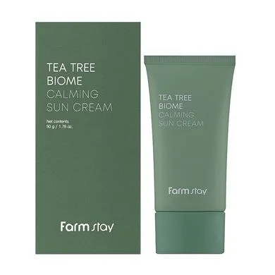 Заспокійливий сонцезахисний крем - FarmStay Tea Tree Biome Calming Sun Cream, 50 мл