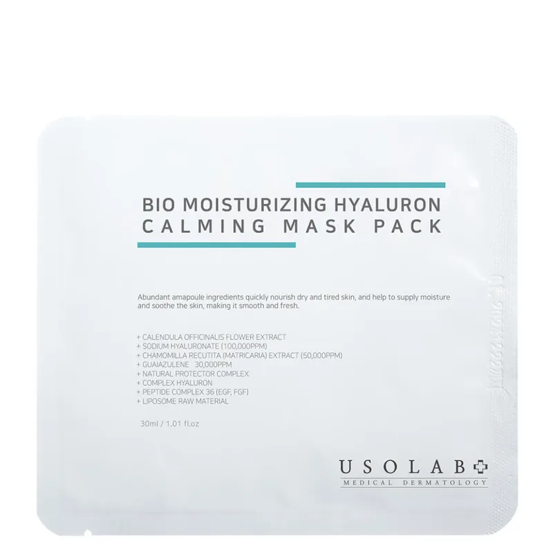 Usolab Bio Moisturizing Hydrating Hyaluron Mask Pack — Тканинна маска із заспокійливою та антивіковою дією