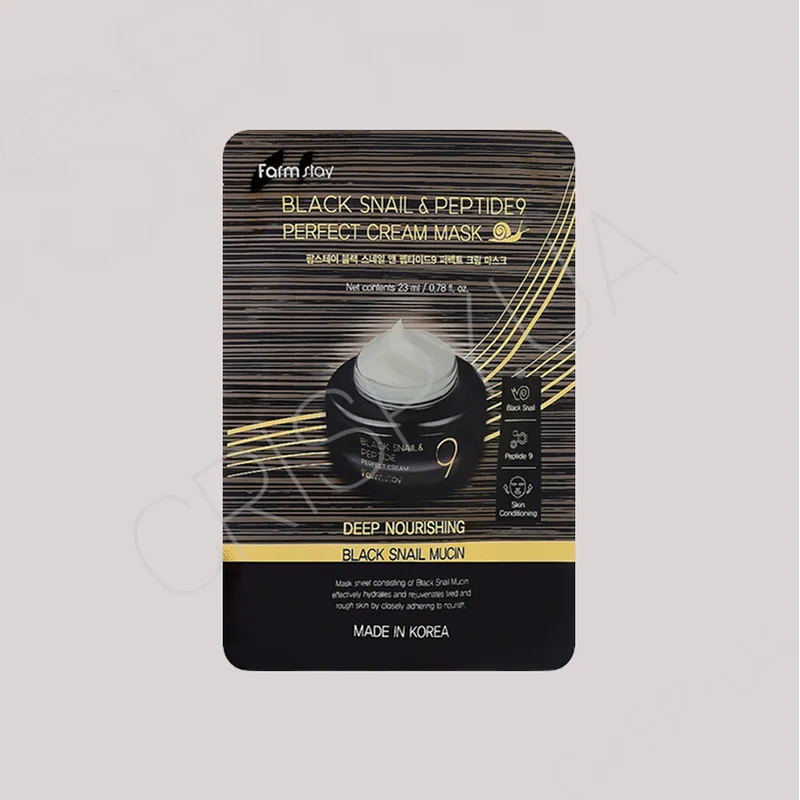 Крем-маска з екстрактом чорного равлика і пептидом FarmStay Black Snail & Peptides 9 Prefect Cream Mask - 27 мл