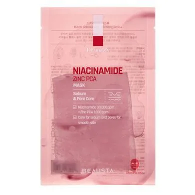 Тканинна маска для жирної шкіри з ніацинамідом та цинком - BEAUSTA Derma 2X Niacinamide Zinc PCA Mask, 1 шт