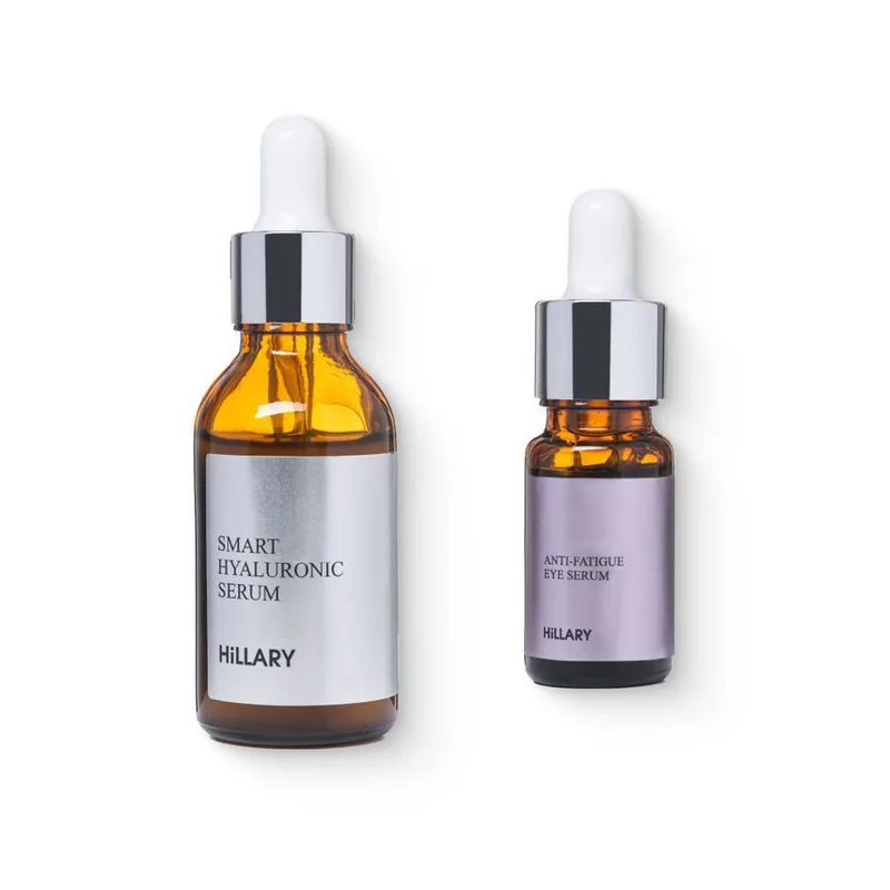 Гіалуронова сироватка Hillary Smart Hyaluronic, 30 мл + Відновлююча сироватка навколо очей Hillary Anti-fatigue, 10 мл