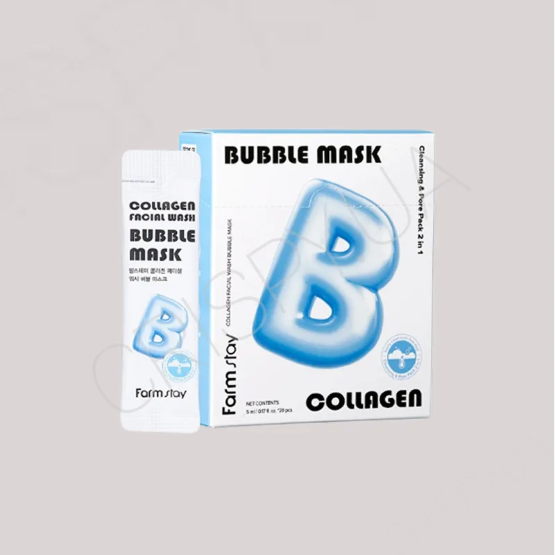 Набір бульбашкових масок для обличчя з колагеном FarmStay Collagen Facial Wash Bubble Mask - 5 мл*20 шт