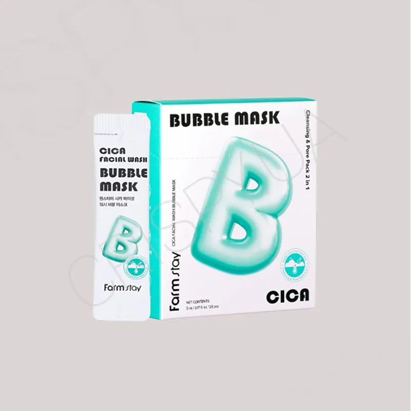 Набір бульбашкових масок для обличчя з центелою FarmStay Cica Facial Wash Bubble Mask 5 мл*20 шт (8809136715244)