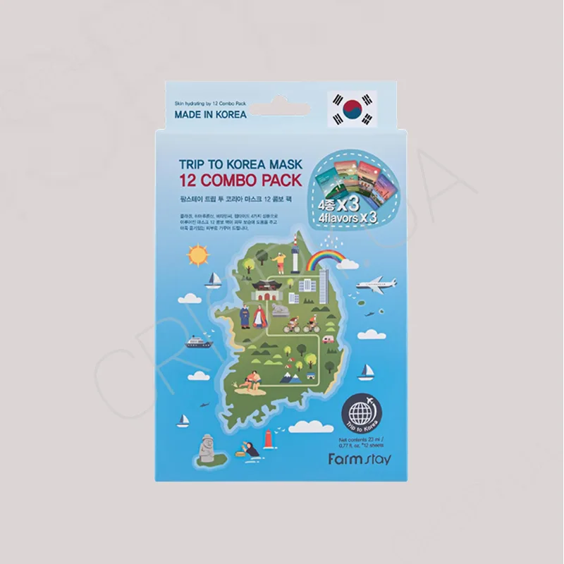 Набір тканинних масок FarmStay Trip To Korea Facial Mask Sheet 12 Combo Pack - 23 мл*12 шт