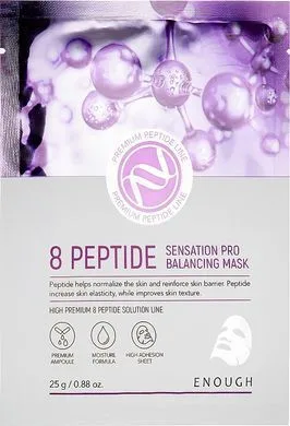 Омолоджуюча тканинна маска з пептидами - Enough 8 Peptide Sensation Pro Balancing Mask Pack, 25 г, 1 шт