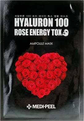Тканинна детокс маска з екстрактом троянди - Medi Peel Hyaluron 100 Rose Energy Tox Ampoule Mask, 30 мл